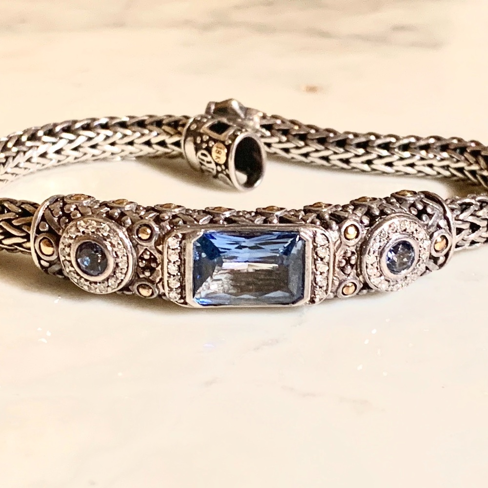 John Hardy Blue Topaz Diamond Batu Sari Bracelet